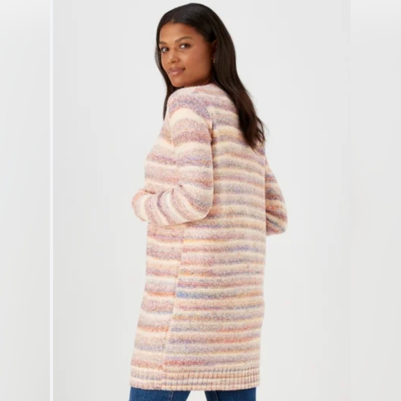 Papaya Open Front Long Cardigan, Large - Picture 2 of 8